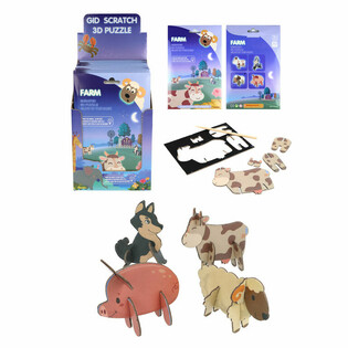 SCRATCH 3D PUZZLE - ZVIERATK&Aacute; Z FARMY DISPLAY (18 kusov)