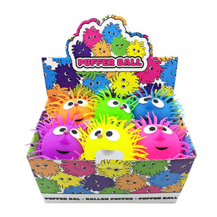 PUFFER LOPTIČKA S OČAMI - 13CM - V DISPLAYI (12ks)