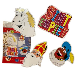 SINTERKLAAS SINT & PIET - 4-DIELNA OBOJSTRANN&Aacute; SADA DEKORAČN&Yacute;CH TAB&Uacute;Ľ (6 ks)