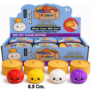 RAGE - Squishy SUGAR EDITION Knedličky Bun Dumplings VEĽK&Yacute; (8.5 x 8.5 x 4.8 cm) - Viral 2026 Fidget Toy (12 ks)